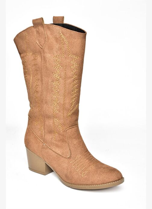 R973934002 Taba Süet Kovboy Model Kadın Çizme - Görsel 7