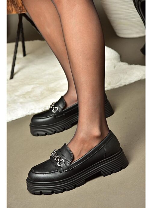 R996096009 Siyah Kalın Tabanlı Günlük Kadın Ayakkabı - Görsel 4