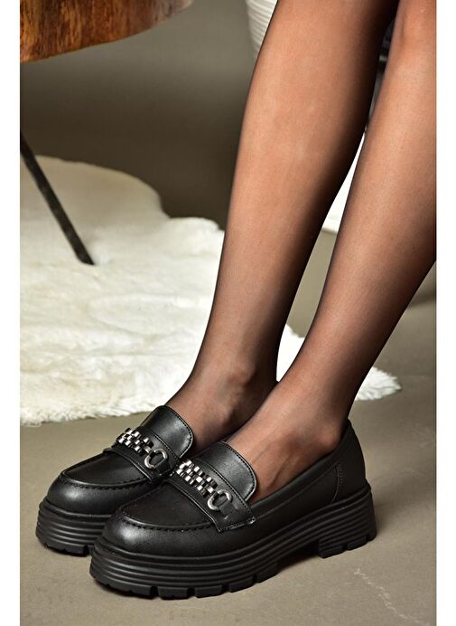 R996096009 Siyah Kalın Tabanlı Günlük Kadın Ayakkabı - Görsel 5