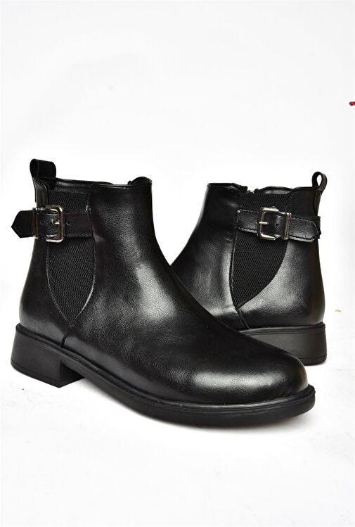 R374050209 Siyah Alçak Tabanlı Kadın Bot - Görsel 9