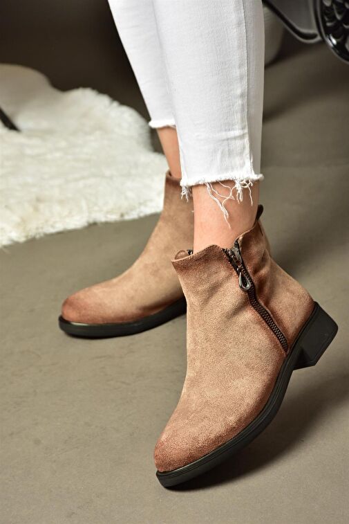 R374050402 Vizon Süet Alçak Tabanlı Kadın Bot - Görsel 4