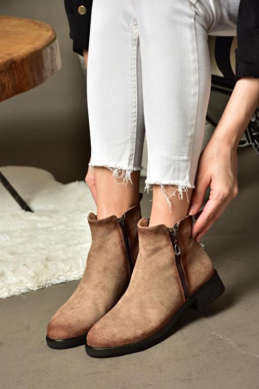 R374050402 Vizon Süet Alçak Tabanlı Kadın Bot - Görsel 5