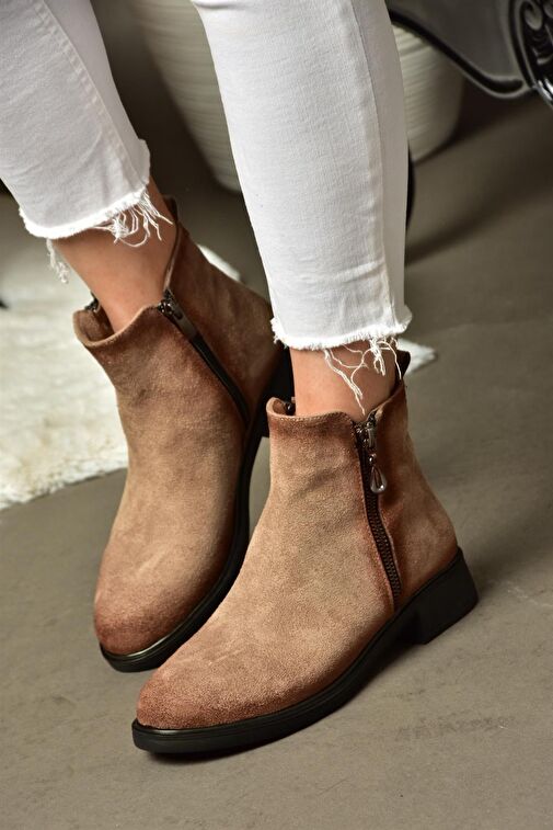 R374050402 Vizon Süet Alçak Tabanlı Kadın Bot - Görsel 6