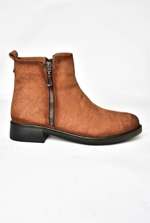 R374050402 Taba Süet Alçak Tabanlı Kadın Bot - Görsel 6