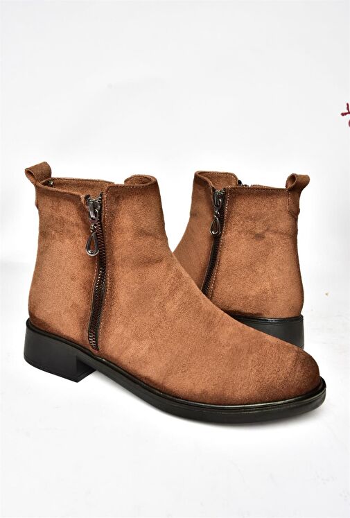 R374050402 Taba Süet Alçak Tabanlı Kadın Bot - Görsel 8