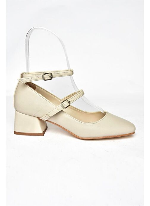 R654037209 Bej Kalın Topuklu Kadın Ayakkabı - Görsel 7