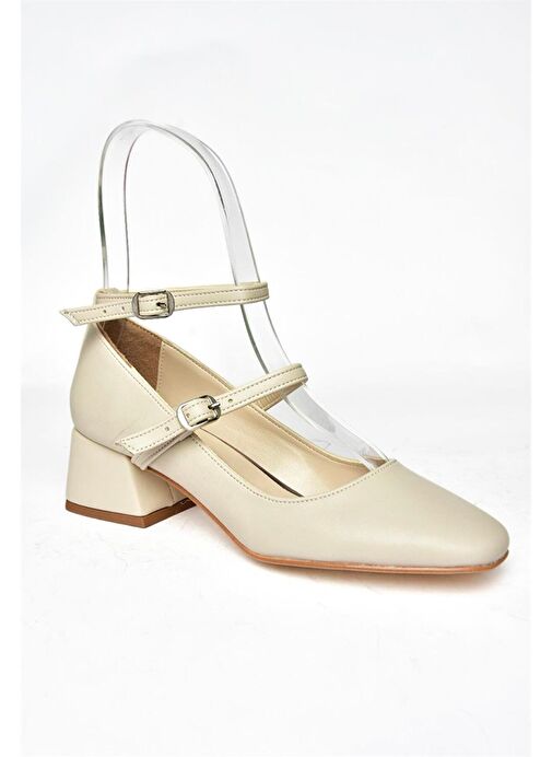 R654037209 Bej Kalın Topuklu Kadın Ayakkabı - Görsel 8