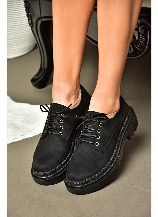 R294777002 Siyah Süet Kadın Ayakkabı - Görsel 2