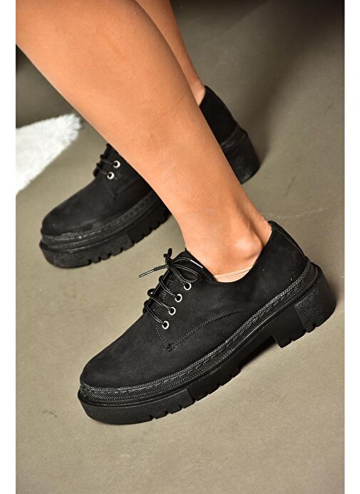 R294777002 Siyah Süet Kadın Ayakkabı - Görsel 4