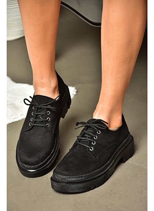 R294777002 Siyah Süet Kadın Ayakkabı - Görsel 5