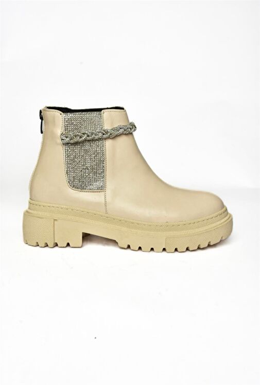R726418209 Bej Taşlı Kalın Tabanlı Kadın Bot - Görsel 7