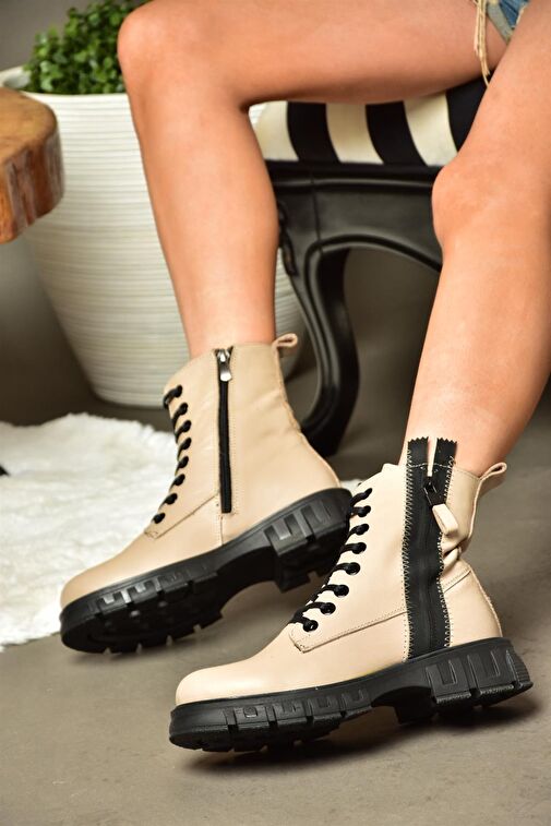 N555102803 Ten Hakiki Deri Kadın Postal Bot - Görsel 3