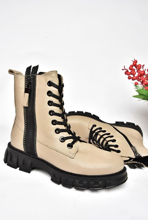 N555102803 Ten Hakiki Deri Kadın Postal Bot - Görsel 7