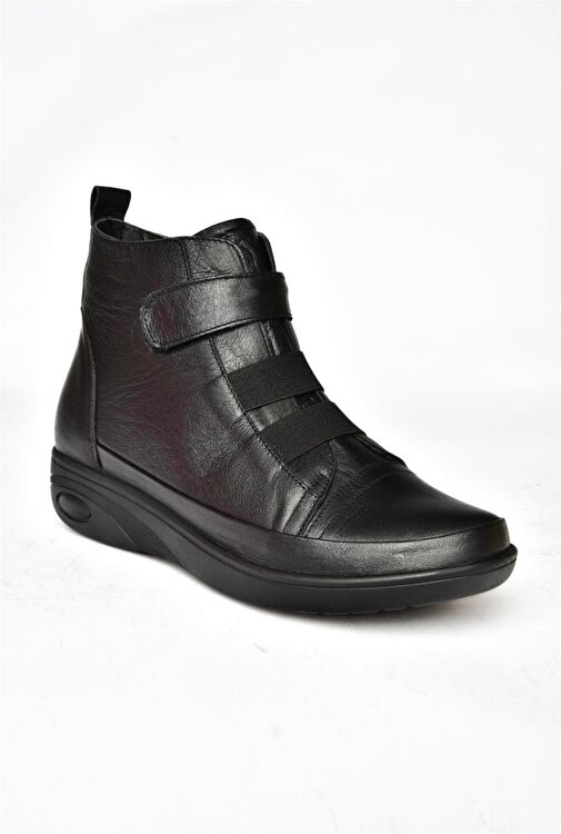 R555001103 Siyah Hakiki Deri Comfort Ortopedik Taban Kadın Bot - Görsel 8