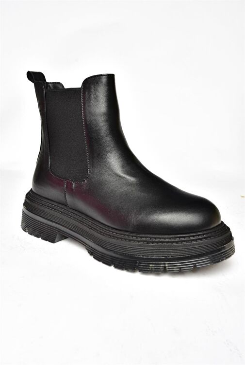 R555235103 Siyah Hakiki Deri Kadın Bot - Görsel 7