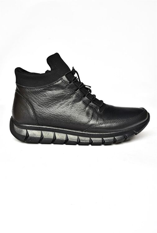 R555301003 Siyah Hakiki Deri Comfort Ortopedik Taban Kadın Bot - Görsel 7