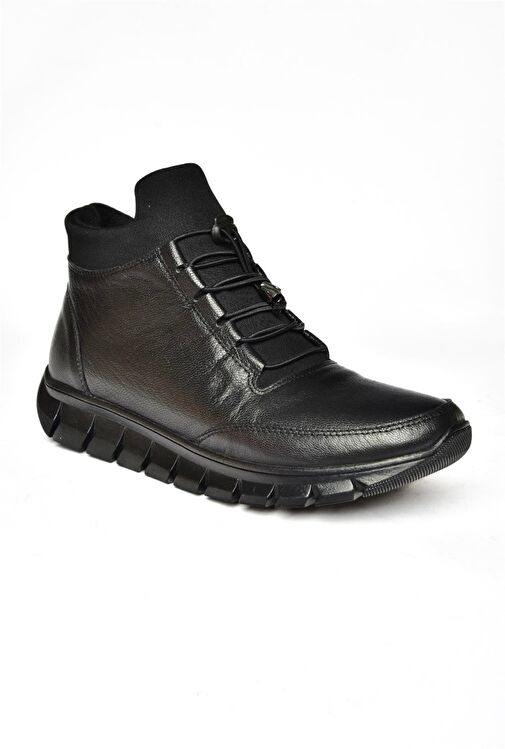 R555301003 Siyah Hakiki Deri Comfort Ortopedik Taban Kadın Bot - Görsel 8