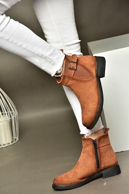 R374050202 Taba Süet Alçak Tabanlı Kadın Bot - Görsel 2