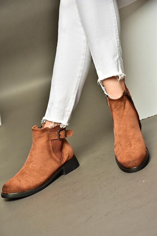R374050202 Taba Süet Alçak Tabanlı Kadın Bot - Görsel 3