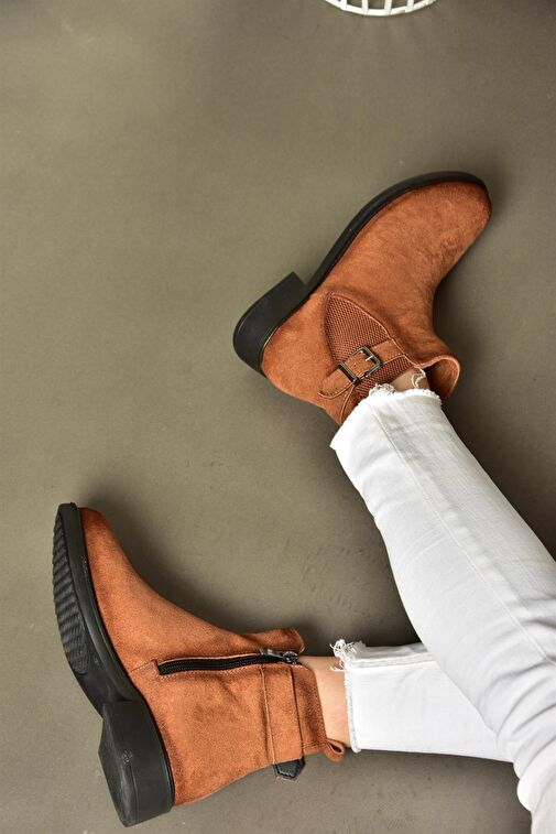 R374050202 Taba Süet Alçak Tabanlı Kadın Bot - Görsel 5