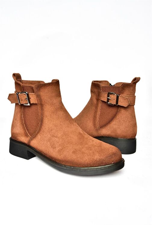 R374050202 Taba Süet Alçak Tabanlı Kadın Bot - Görsel 8