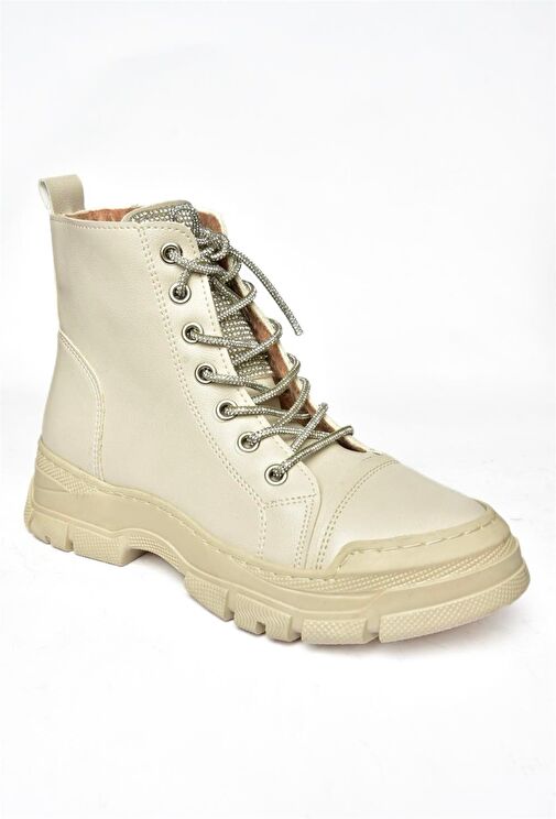 R602889909 Bej Taş Detaylı Kadın Bot - Görsel 7