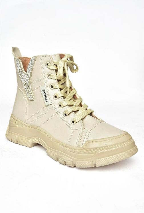 R602085209 Bej Taş Detaylı Kadın Bot - Görsel 7