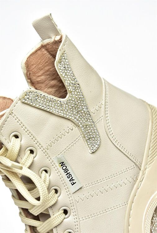 R602085209 Bej Taş Detaylı Kadın Bot - Görsel 9