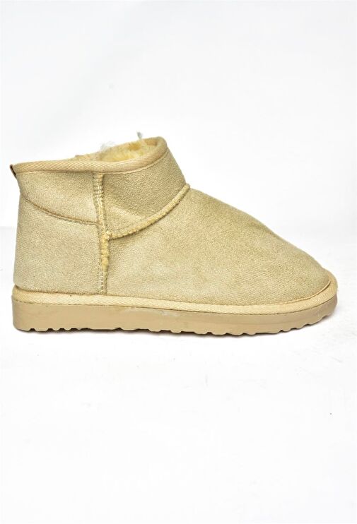 R612018402 Bej Süet İçi Tüylü Yarım Kadın Bot - Görsel 8