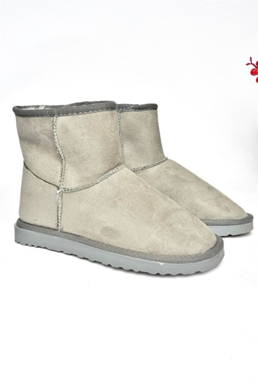 R612026502 Gri Süet İçi Tüylü Kadın Bot - Görsel 9