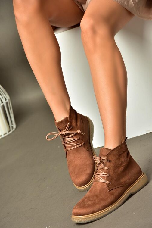 R374923202 Taba Süet Alçak Taban Klasik Kadın Bot - Görsel 2