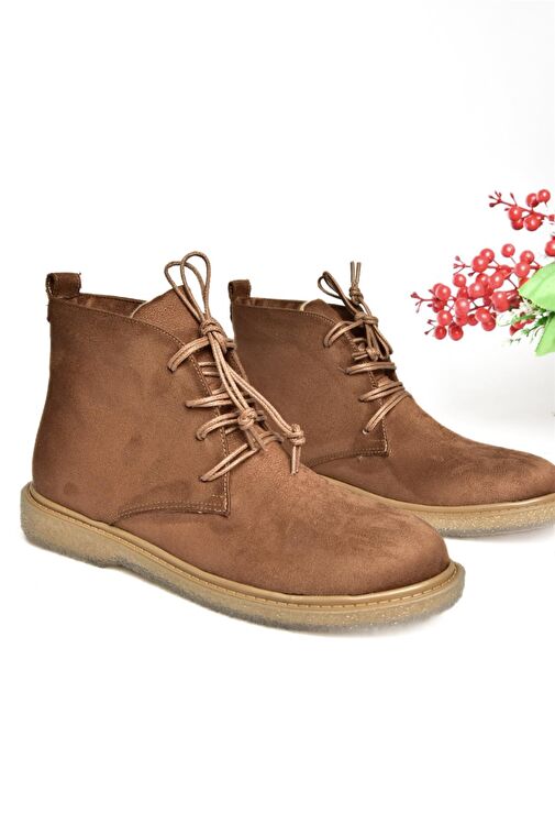 R374923202 Taba Süet Alçak Taban Klasik Kadın Bot - Görsel 6