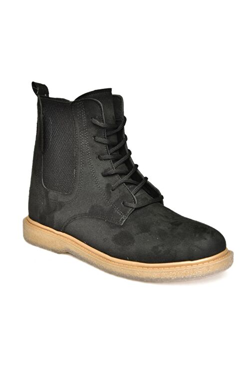 R374961902 Siyah Süet Yanı Lastikli Klasik Kadın Bot - Görsel 7