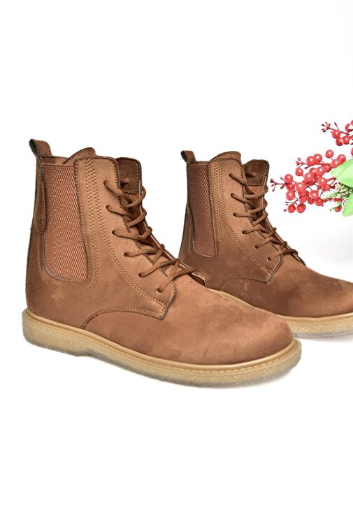 R374961902 Taba Süet Yanı Lastikli Klasik Kadın Bot - Görsel 5