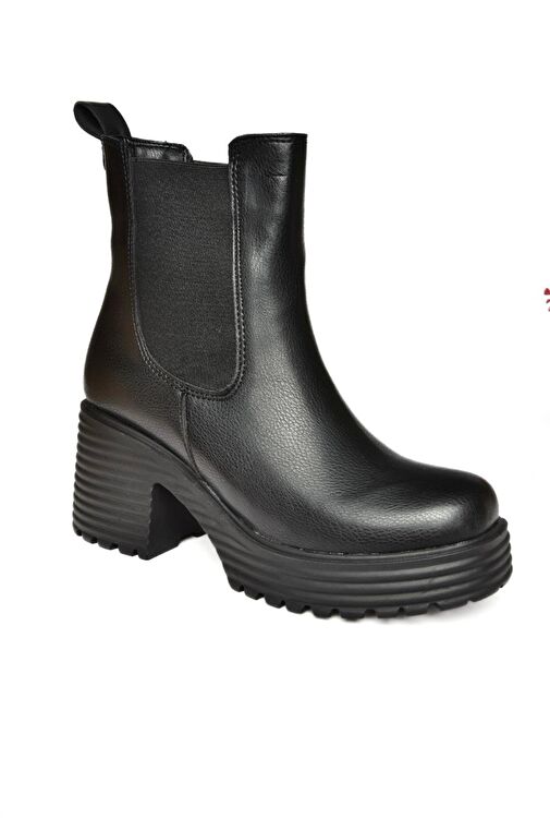 R996020009 Siyah Kalın Topuklu Kadın Bot - Görsel 7