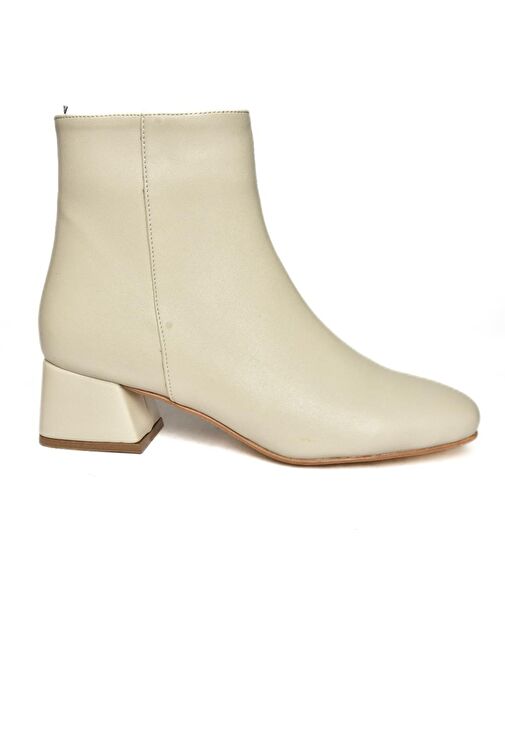 R654012409 Bej Kalın Topuklu Kadın Bot - Görsel 6