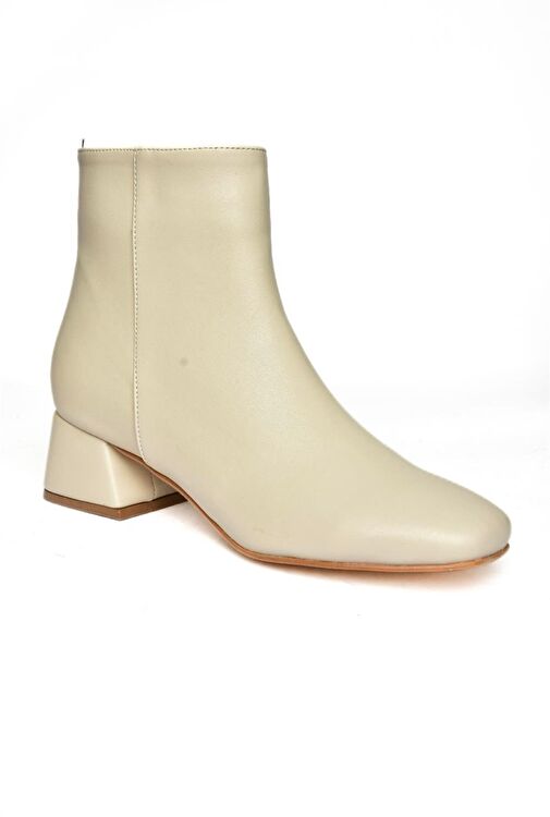 R654012409 Bej Kalın Topuklu Kadın Bot - Görsel 7