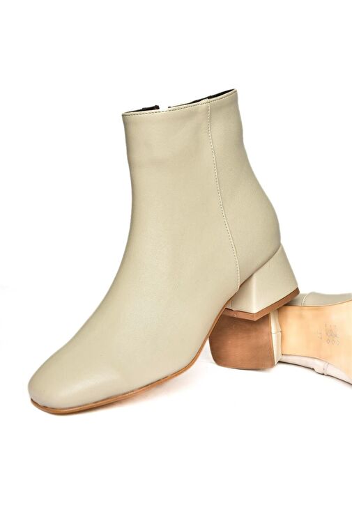 R654012409 Bej Kalın Topuklu Kadın Bot - Görsel 8