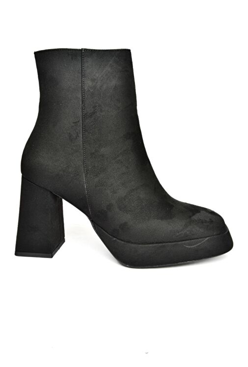 R282230202 Siyah Süet Kalın Topuklu Kadın Bot - Görsel 7