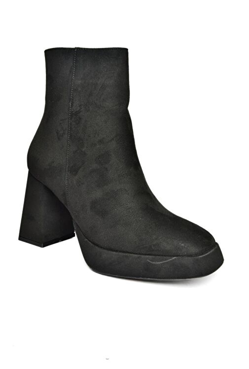 R282230202 Siyah Süet Kalın Topuklu Kadın Bot - Görsel 8