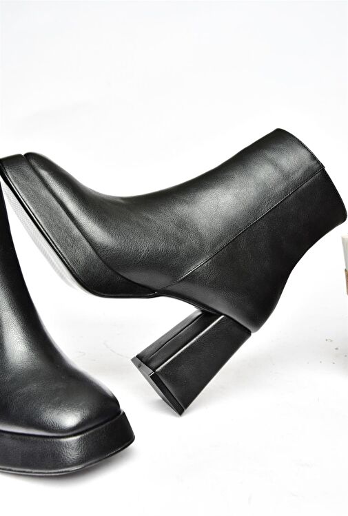 R282230209 Siyah Kalın Topuklu Kadın Bot - Görsel 7
