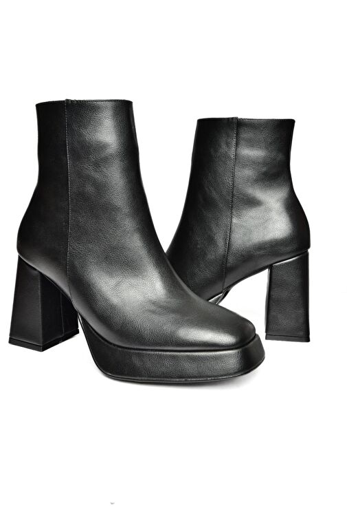 R282230209 Siyah Kalın Topuklu Kadın Bot - Görsel 8