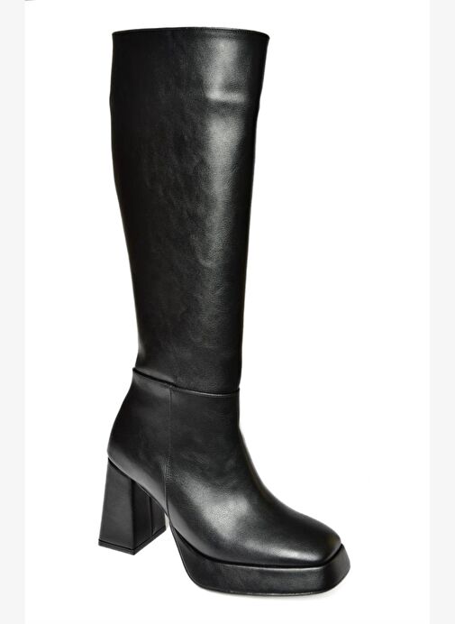 R282230109 Siyah Platform Kalın Topuklu Kadın Çizme - Görsel 8