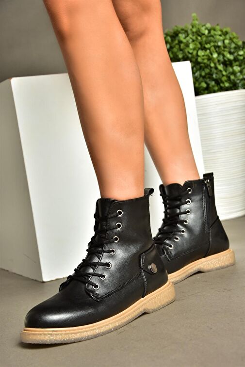 R374821609 Siyah Alçak Tabanlı Klasik Kadın Bot - Görsel 2