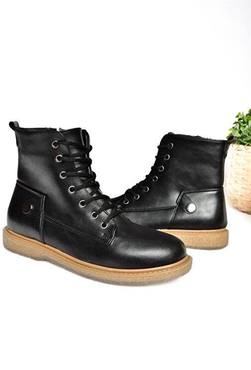 R374821609 Siyah Alçak Tabanlı Klasik Kadın Bot - Görsel 9