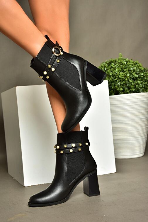 R518101109 Siyah Kalın Topuklu Kadın Bot - Görsel 5