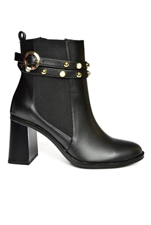 R518101109 Siyah Kalın Topuklu Kadın Bot - Görsel 6