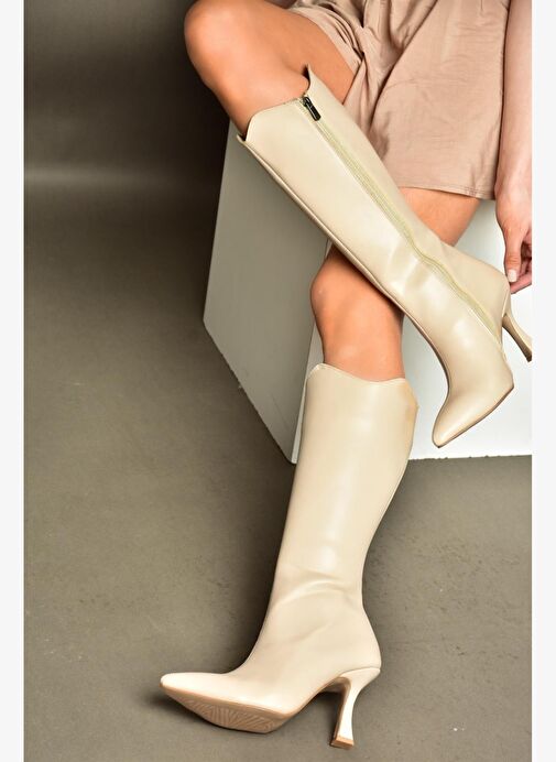 R820020109 Ten İnce Topuklu Kadın Çizme - Görsel 3