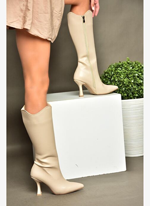 R820020109 Ten İnce Topuklu Kadın Çizme - Görsel 4