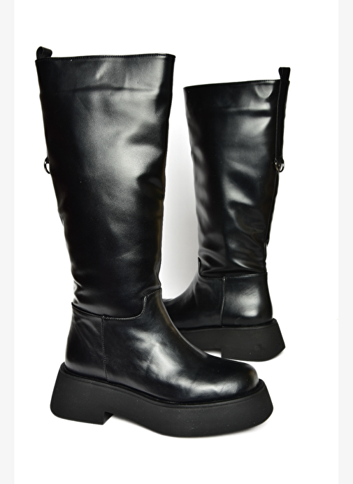 R610067009 Siyah Kalın Tabanlı Çizme - Görsel 5